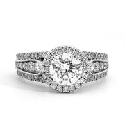 18K White Gold Diamond Halo Engagement Ring - Final Sale